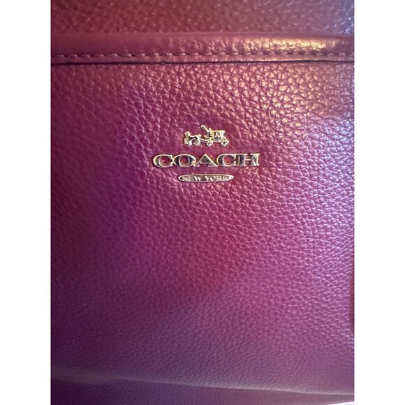 Coach Burgundy Purple Leather Satchel Snake Print Handles Crossbody Strap - Picture 2 of 6